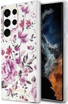 Guess Flower Back Case - Geschikt voor Samsung Galaxy S23 Ultra (S918) - Wit
