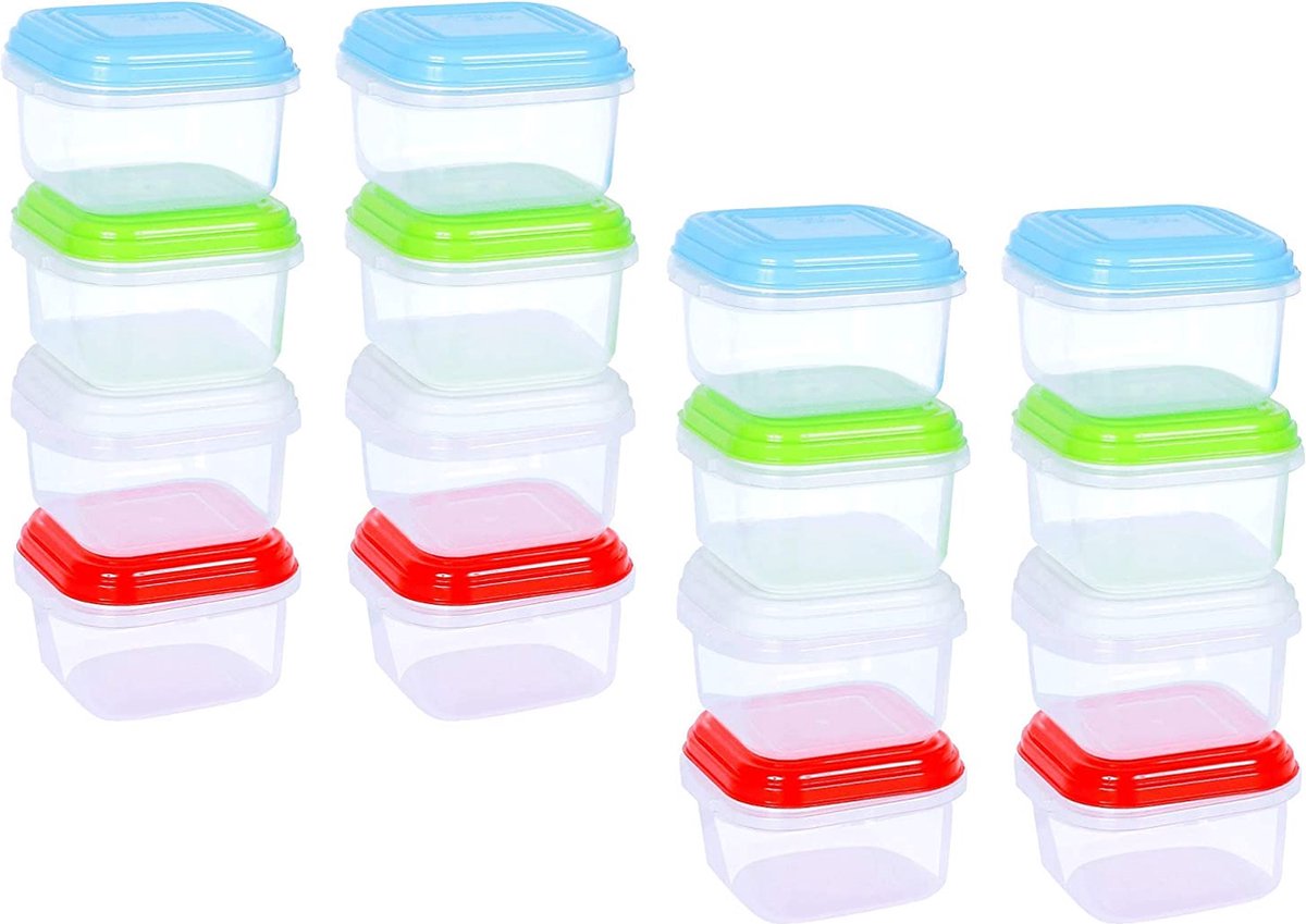 ARSUK Pak van 16 Voedsel Opbergdozen 120ml Mini Magnetron voor Baby Kids Peuter BPA-vrij