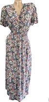 Lange Dames Jurk - Bloemenprint - Zwart - Maat One size (806)