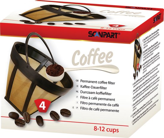 Scanpart herbruikbare koffiefilter nr 4 - Koffie filter permanent maat 4 - Herbruikbaar - Met houder - Nummer 4
