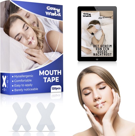 Cozy World - Mond Tape - 120 stuks - Inclusief E-book - Voordeelpakket - MyoTape - Anti snurk - Slaaptape - Slaapverbetering - Slaap - Kaaklijn trainer - Mondpleister - antisnurkstrips - Cozy World