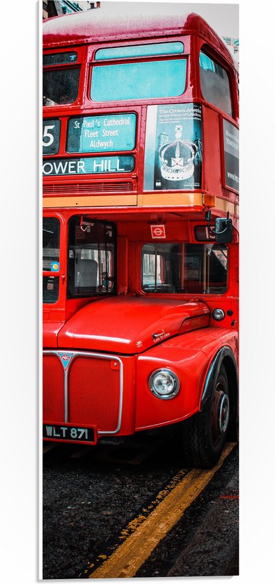 PVC Schuimplaat- Traditionele Rode Bus in Londen, Verenigd Koninkrijk - 20x60 cm Foto op PVC Schuimplaat