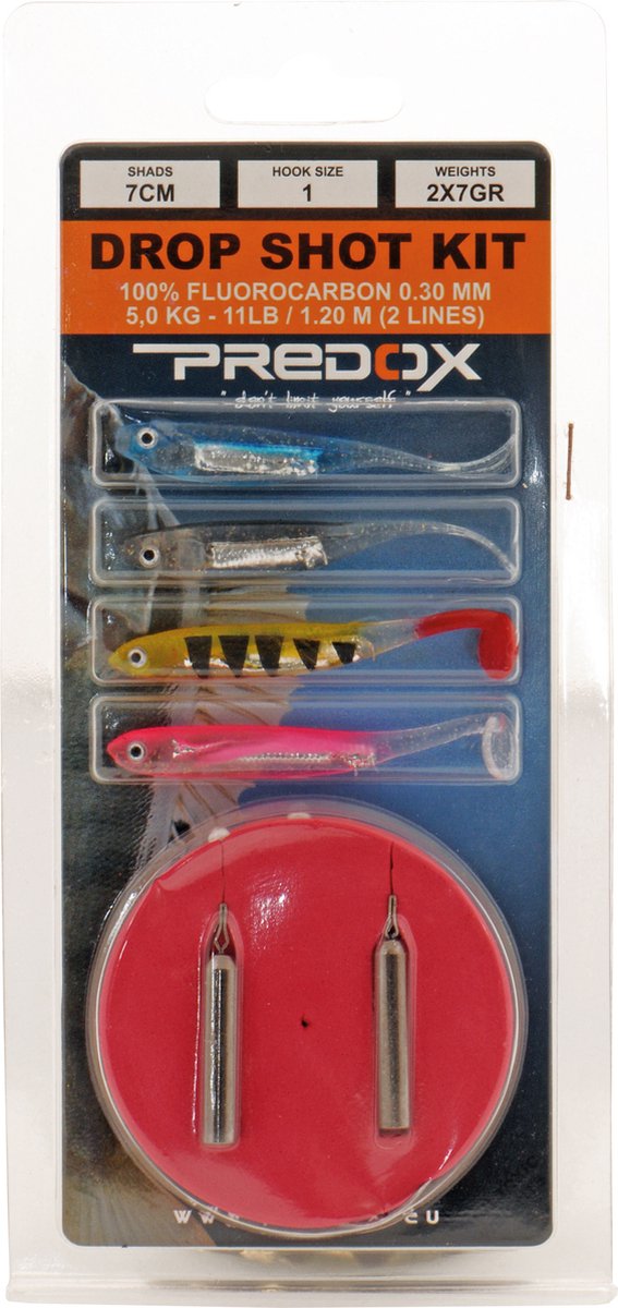 Predox Dropshot kit - Predox complete set met softbaits, onderlijnen en loodjes voor roofvissen Large