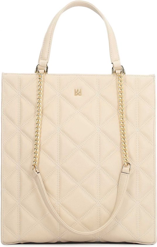 Large quilted bag in a neutral colour