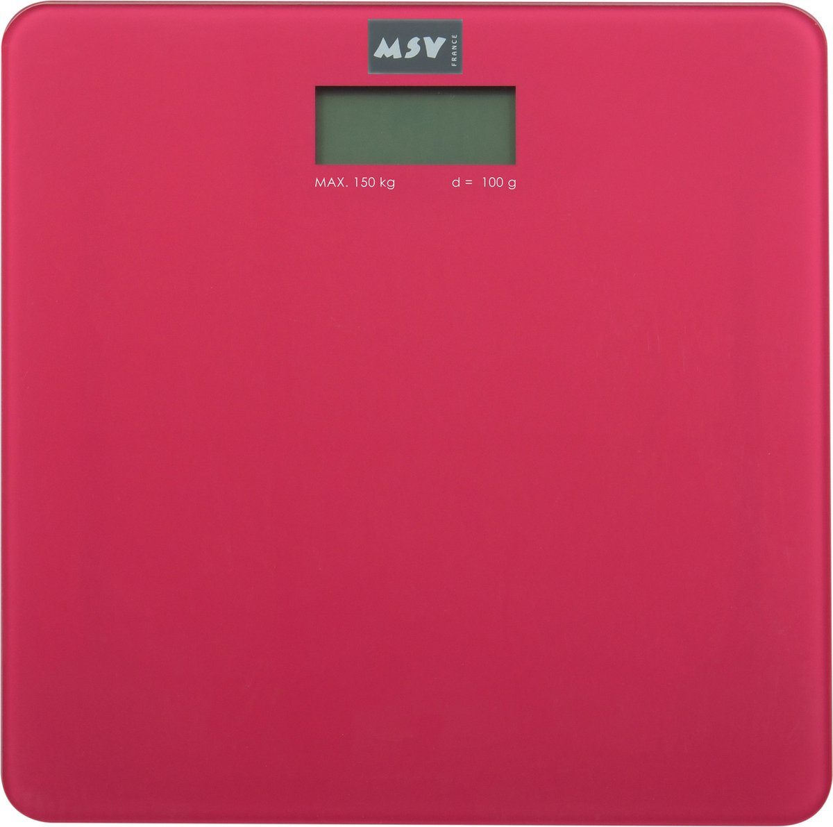 MSV Personen weegschaal - fuchsia roze - glas - 30 x 30 cm - digitaal - personenweegschalen