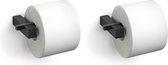 ZACK Carvo WC Rolhouder - 16,5x10x2,6 cm - Set van 2 Stuks Zwart - Toiletrolhouder