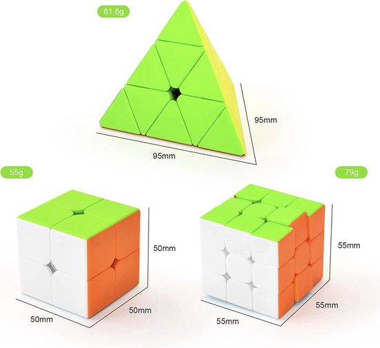 Thumbnail van een extra afbeelding van het spel Rubiks Cube Speed Cube Set 3 in 1 - Breinbrekers voor Volwassenen - Kubus - Pyraminx