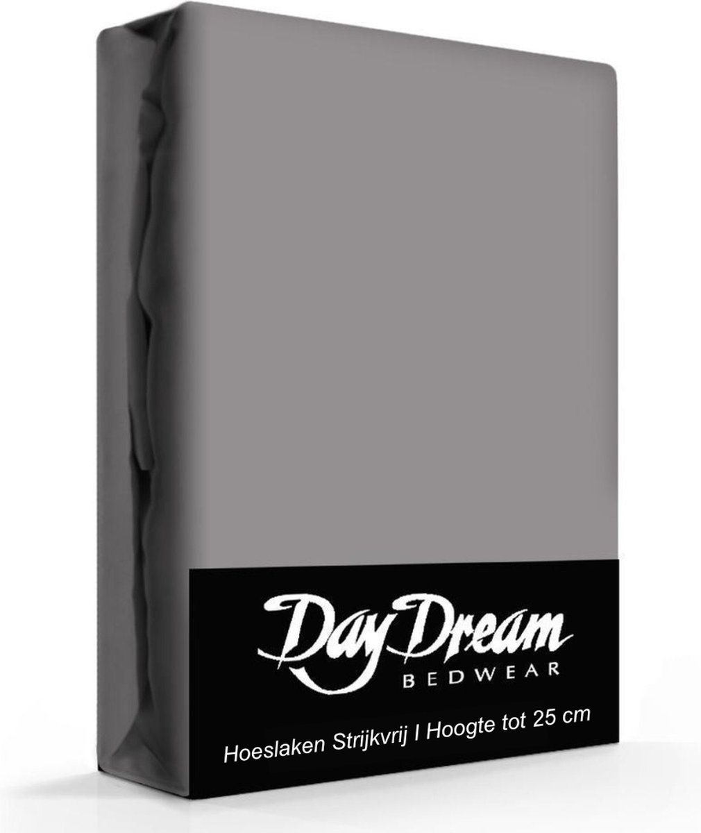 Day Dream hoeslaken - strijkvrij - katoen - 160 x 200 - Grijs - Day Dream
