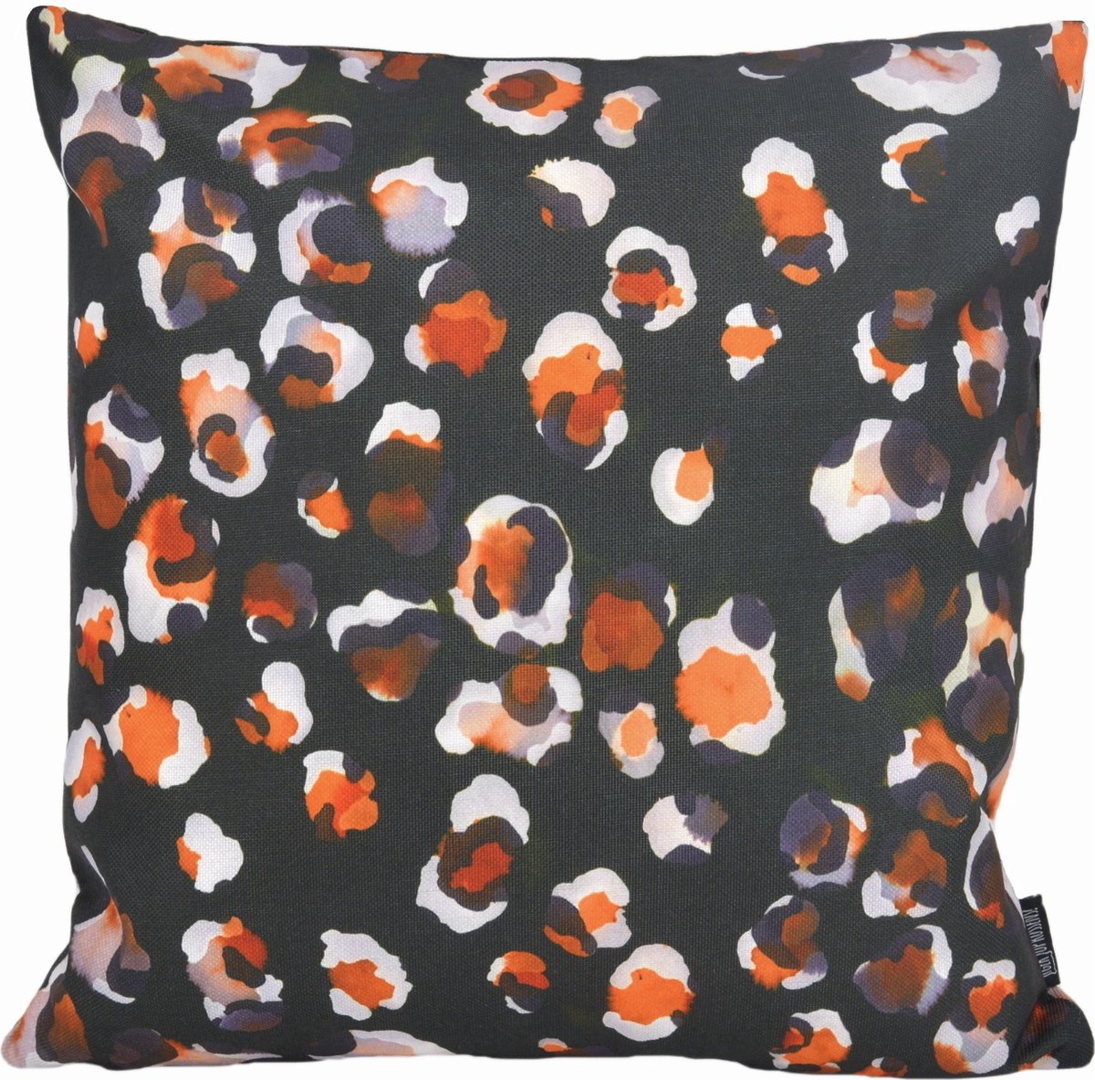 Gek op Kussens! Sierkussen Leopard Print - Outdoor | 45 x 45 cm | Katoen/Polyester Zwart-Oranje