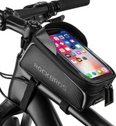 Rockbros Fiets Frametas - Telefoonhouder Fiets - Touchscreen Waterdicht Fietstas Frame - Smartphones tot 6.5 Inch - Zwart
