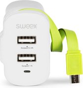 Sweex oplader / netlader met 2 USB poorten en Micro USB kabel 3.4A