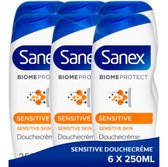Sanex Douchegel - Dermo Sensitive - Voordeelverpakking 6 X 250 ML