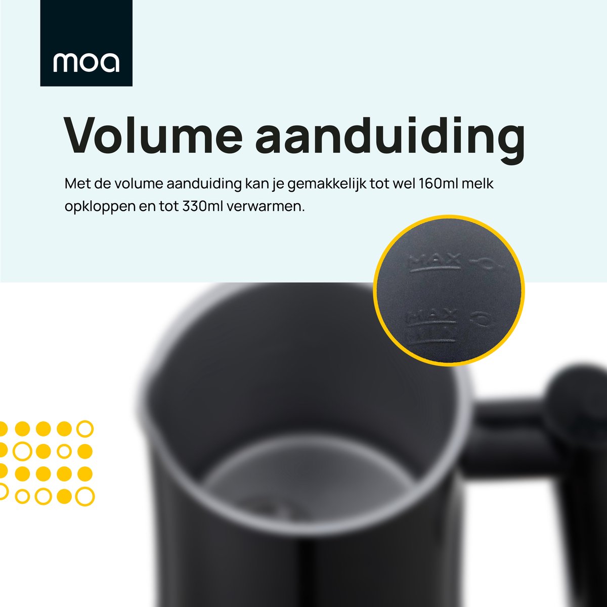 MOA Elektrische Melkopschuimer - 3-in-1 - Handige Melkschuimer - 330 ML - Voor Cappuccino - Melkklopper - Zwart — cadeau in Kookcadeaus - foto 4