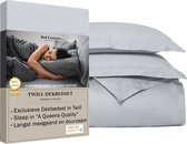 Bed Couture - Parure de lit en Katoen sergé - 155x200 + 2 taies d'oreiller 80x80 - Luxe 100% Katoen , toucher souple et ultra doux - Grijs Argent