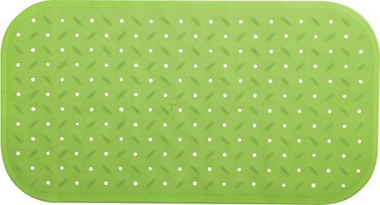 MSV Douche/bad anti-slip mat badkamer - rubber - limegroen - 36 x 65 cm - met zuignappen
