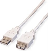 VALUE USB 2.0 kabel, type A-A, M/F, wit, 1,8 m