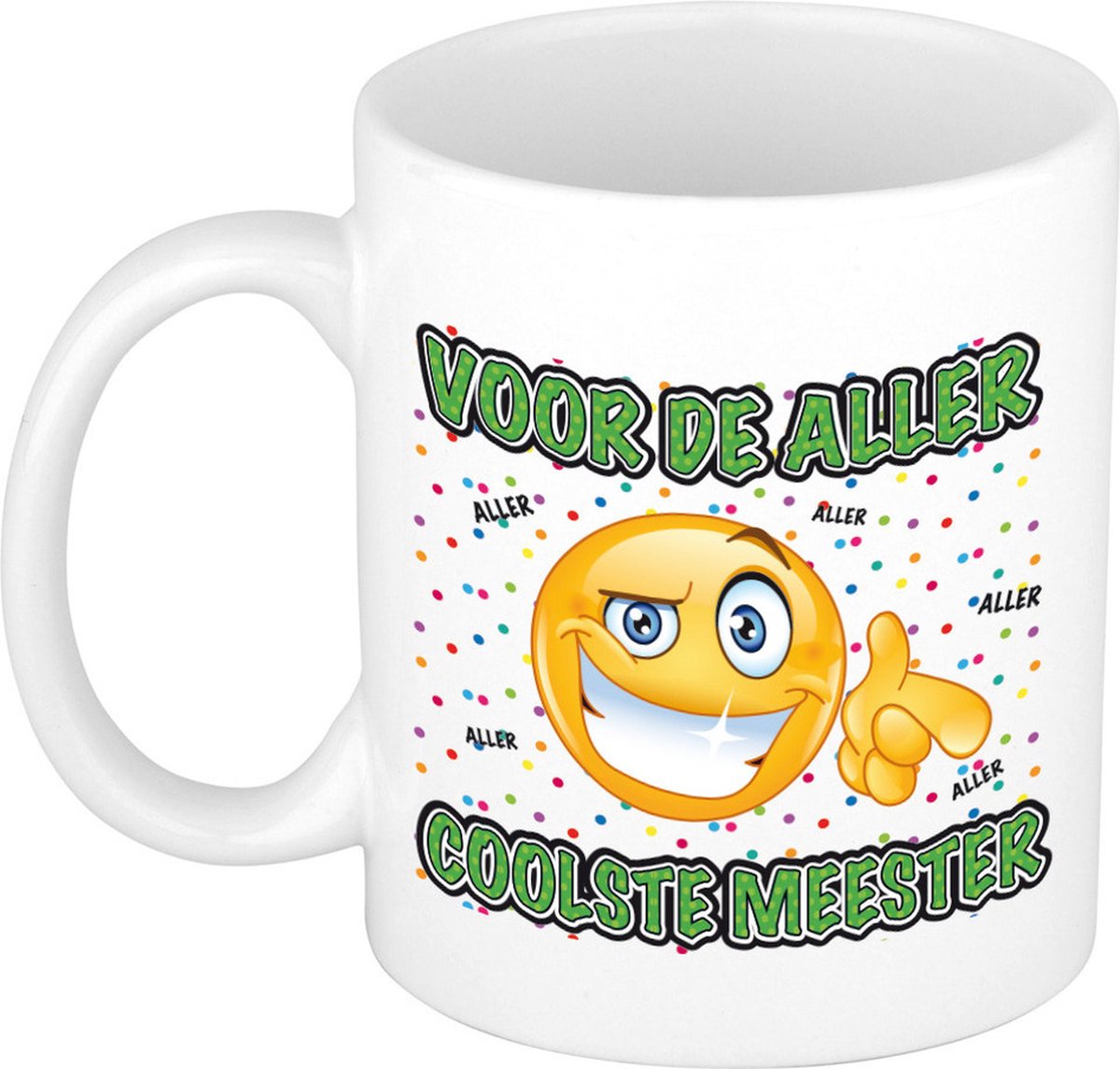Bellatio Decorations Cadeau mok/beker - Voor de aller coolste meester - wit - 300 ml