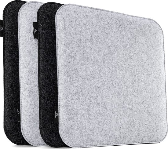 Brandsseller 8-delige set zitkussens van vilt 35x35x2 cm – Slijtvaste en robuuste stoelkussens voor binnen & buiten – Vierkant – Beige