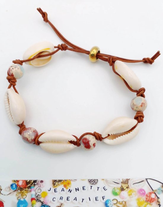 Jeannette-Creatief® - Kauri - Kauri Jaspis - Kauri armband - Schelpen - Jaspis - Kralen - Natuursteen kralen - Bohemien - IBIZA armband
