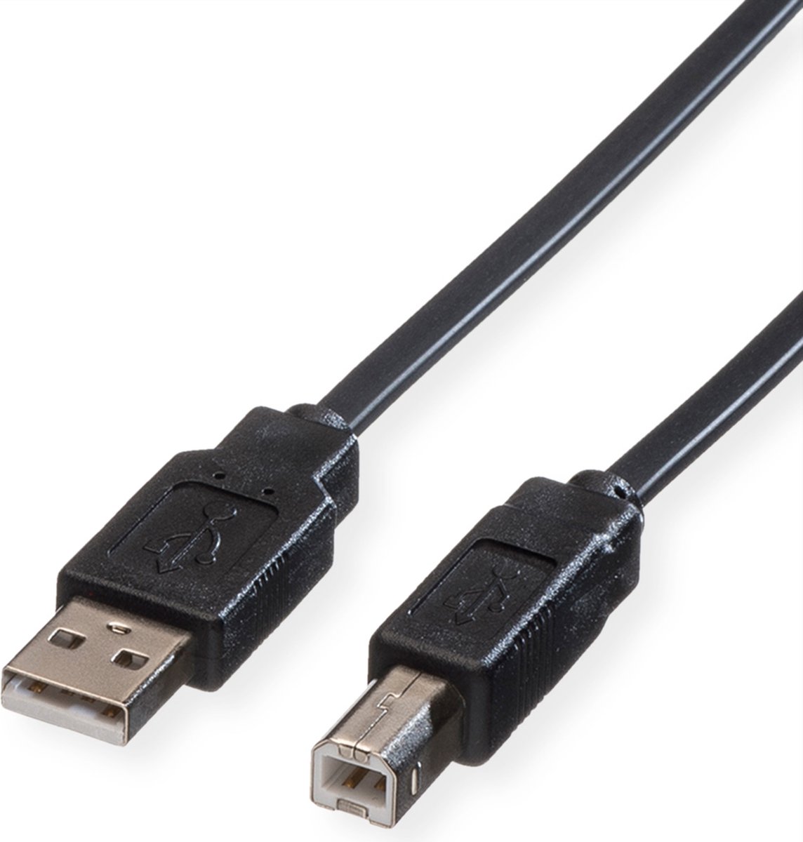 ROLINE USB 2.0 notebook platte kabel, type A-B, zwart, 0,8 m