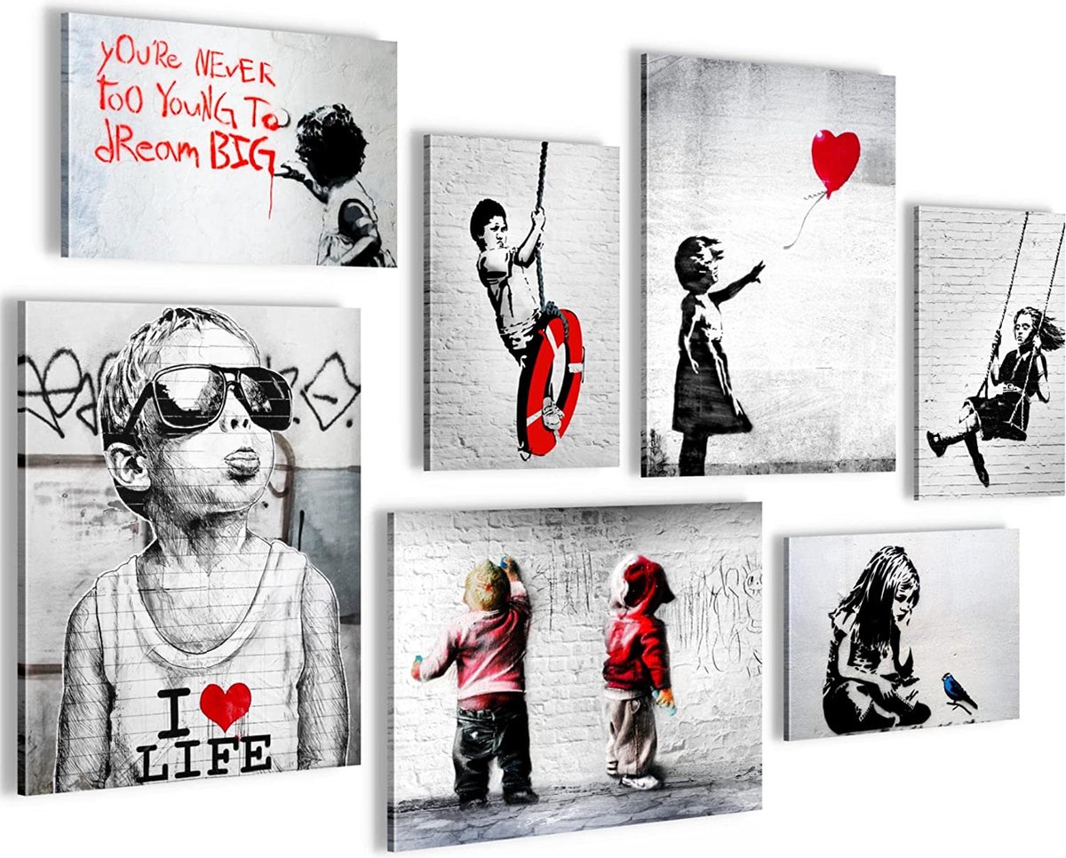 Tableau Sur Toile Banksy 80x60 Cm - Impression Numérique, Prêt à Accrocher, Motif Vert