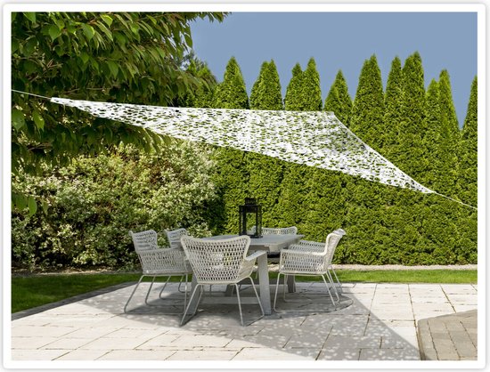 Plaats Controle werk Schaduwdoek - driehoek - wit camouflage - 3.6 x 3.6 x 3.6 meter - zonnedoek  | bol.com