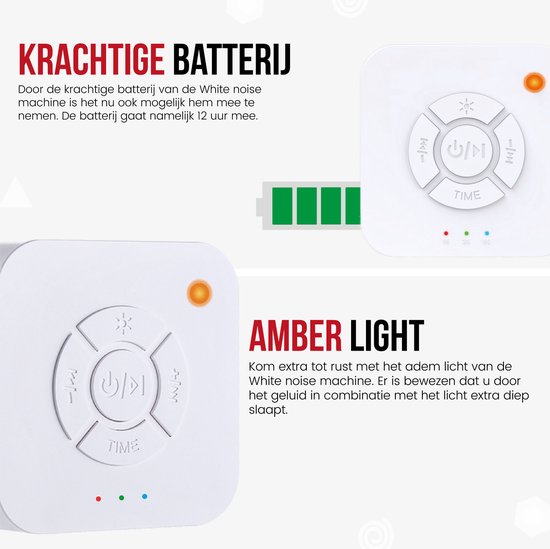 White Noise – White Noise Machine – White Noise Baby – Witte Ruis – Draadloos en Oplaadbaar Muziekdoosje