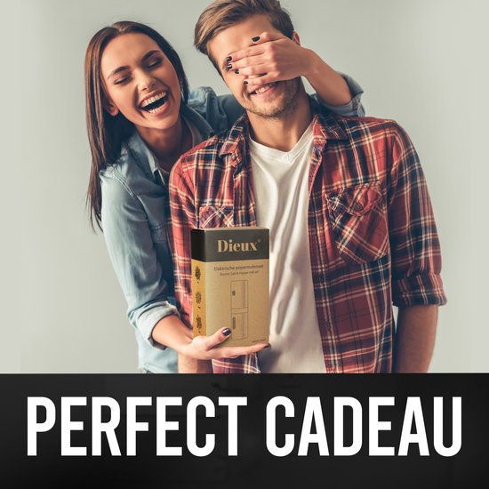 Dieux - Ensemble moulin à poivre et sel - Electrique - Moulin à poivre - Moulin à sel - 2 pièces - Degré de mouture réglable - Rechargeable - Barbecue - Accessoires BBQ - Qualité Luxe - Cadeau fête des mères