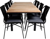 Mexico tuinmeubelset tafel 90x160/240cm en 8 stoel Julian zwart, naturel.