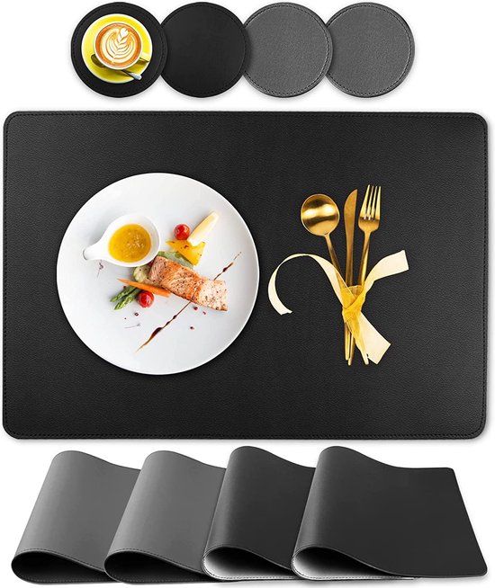 Placemats set van 4 van PUleer, waterdicht, hittebestendig