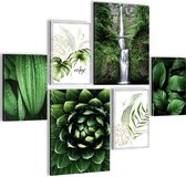 prêt à accrocher - pas de cadre supplémentaire nécessaire - feuilles vertes cascade plant moderne nature - salon chambre
