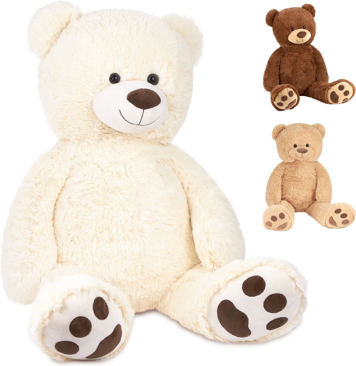 BRUBAKER - XXL Teddybeer 100 cm Groot - Wit - Pluche Dier Knuffel - Teddybear Groot - Knuffelbeer - Valentijn Cadeau — afbeelding 6