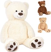BRUBAKER - XXL Teddybeer 100 cm Groot - Wit - Pluche Dier Knuffel - Teddybear Groot - Knuffelbeer