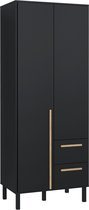 Pro-meubels - Armoire Alvin 2 - Zwart mat - Chêne - 81cm - Armoire