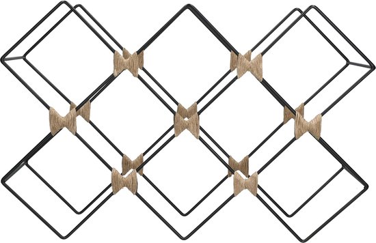 BarCraft 8 Fles Wijnrek Vrijstaand Metaal - Zwart & Jute Touw 46 x 13 x 29.5cm van BarCraft — afbeelding 3