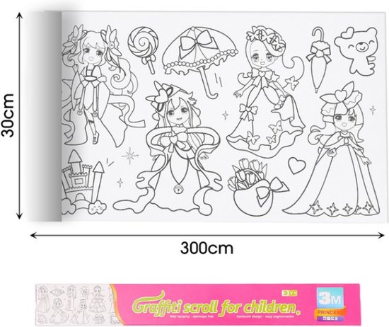 Grand Coloriage 300 CM Large - Coloriage Princesses - Coloriage Mural -  Cadeau Dessin... | bol