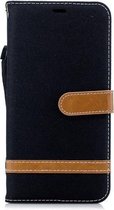 GadgetBay Fabric Lederen iPhone XS Max Bookcase wallet hoesje Standaard - Zwart Bruin