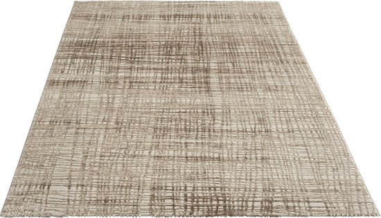 the carpet Vloerkleed Knight Elegant, Hoge kwaliteit, Woonkamerkleed, Zachte korte pool, 3-D effect, Glanzende design elementen, Hoog-Laag structuur, Beige, 120 x 170 cm