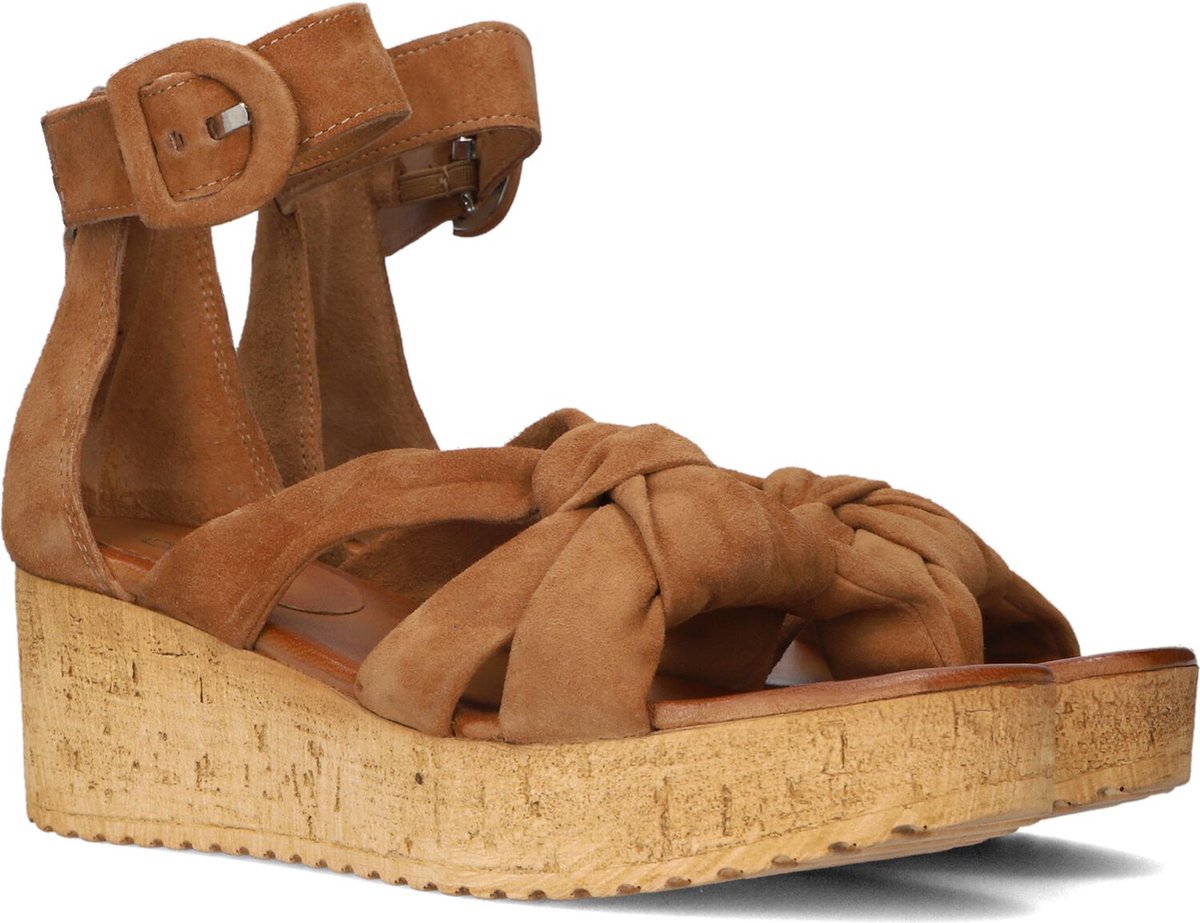 Omoda 722028 Sandalen - Met Sleehak - Dames - Cognac - Maat 38