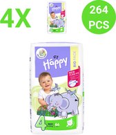 Bella Baby Happy Luiers Maat 4 Maxi 8-18 kg (66 stuks Per Pak), pak van 4 combo, vochtindicator, Flexi Fit, premium kwaliteit luiers - 264 Stucks
