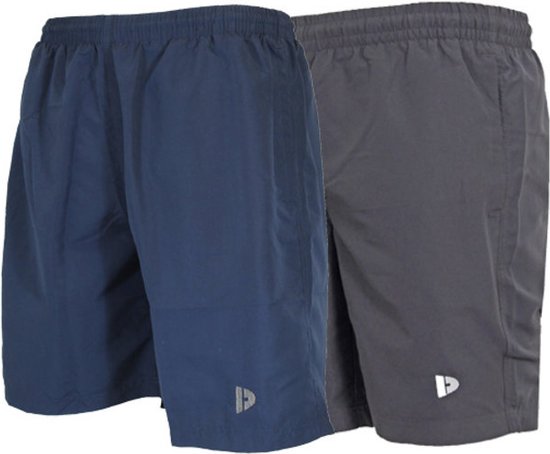 2-Pack Donnay Micro Fibre short - Sportbroek - Heren - Navy/Charcoal - maat 3XL