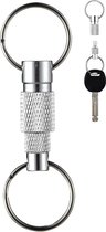 AUFODARA Sleutelhanger Pull-Apart Quick Release Sleutelhanger Metalen (Set van 2), Zilver