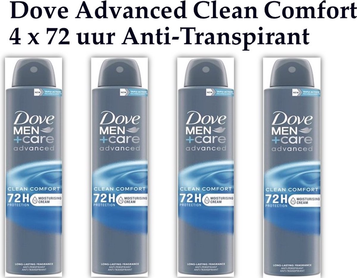 Dove Men+Care Clean Comfort Deodorant Spray - 4x 150ml - Voordeelverpakking
