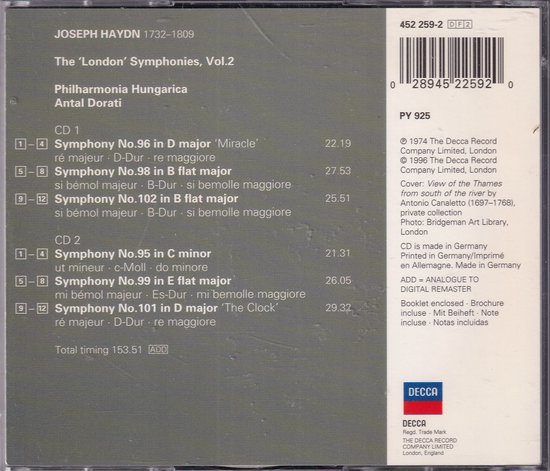 London Symphonies Vol.2 - Philharmonia Hungarica o.l.v. Antal Dorati