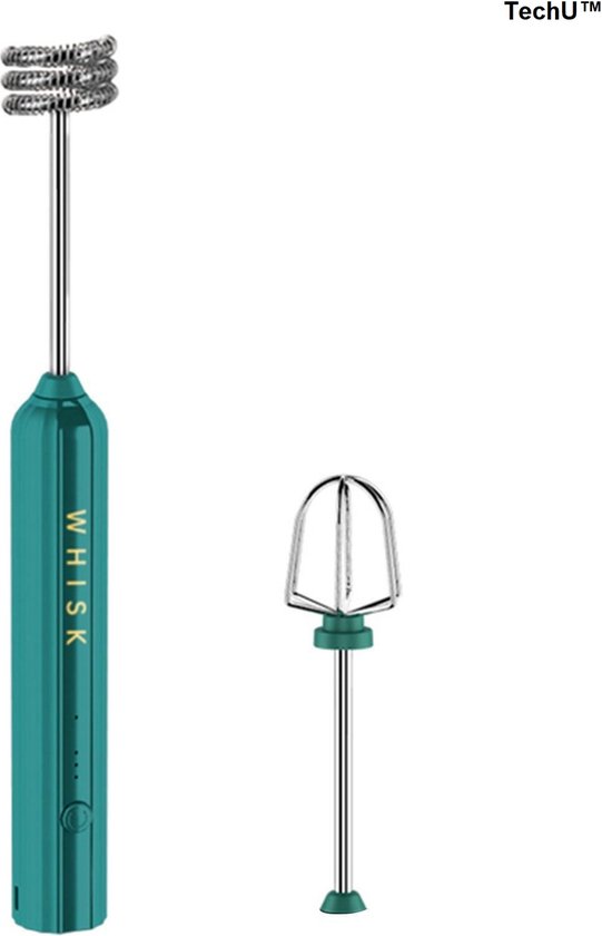 Draadloze Melkopschuimer & Mini Staafmixer – Mini Staafmixer RVS – Elektrische Melkopshuimer – Werkt op Batterijen – Melk Opkloppen & Whipped Cream & Puree – Groen