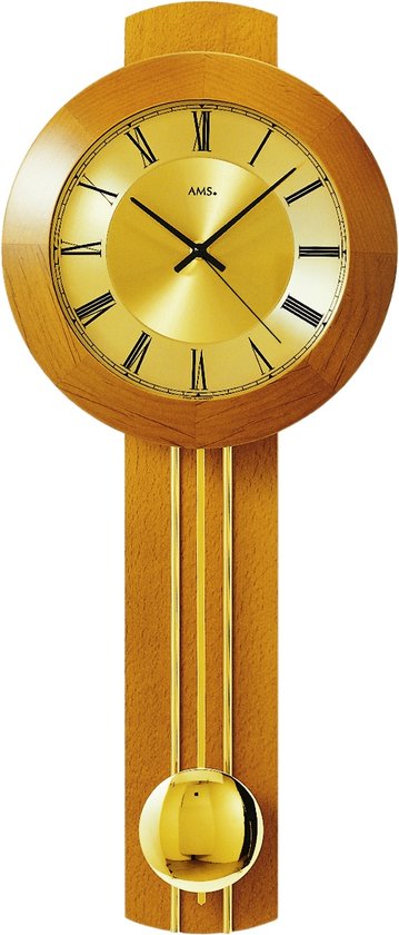 Horloge murale avec pendule ARAM design moderne en bois de cerisier