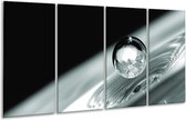 GroepArt - Glasschilderij - Macro - Zwart, Grijs, Zilver - 160x80cm 4Luik - Foto Op Glas - Geen Acrylglas Schilderij - 6000+ Glasschilderijen Collectie - Wanddecoratie