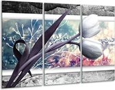 Glasschilderij Bloemen, Tulpen - Grijs - 120x80cm 3Luik - Foto Op Glas - Geen Acrylglas Schilderij - GroepArt 6000+ Glas Art Collectie - Maatwerk Mogelijk