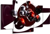 GroepArt - Schilderij -  Abstract - Bruin, Rood, Wit - 160x90cm 4Luik - Schilderij Op Canvas - Foto Op Canvas