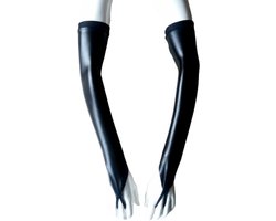Sexy Handschoenen L/XL Zwart lange lak handschoen Glans Shiny Lakleer valentijn Gogo dancing dans accessoiren lange vingerloze gloves